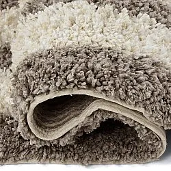 Hoogpolig vloerkleed - Thira Stripe Cotton Shaggy (crème/taupe)