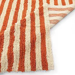 Hoogpolig vloerkleed - Thira Stripe Cotton Shaggy (lichtgeel/lichtoranje)