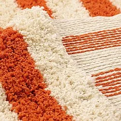 Hoogpolig vloerkleed - Thira Stripe Cotton Shaggy (lichtgeel/lichtoranje)