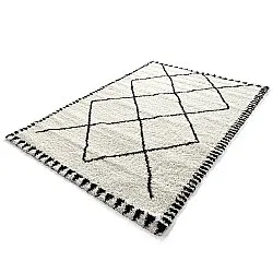 Hoogpolig vloerkleed - Tiznit (wit/zwart)