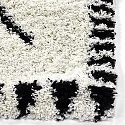 Hoogpolig vloerkleed - Tiznit (wit/zwart)