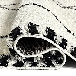 Hoogpolig vloerkleed - Tiznit (wit/zwart)