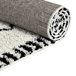 Hoogpolig vloerkleed - Tiznit (wit/zwart)