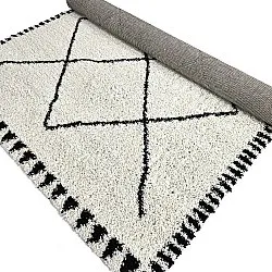 Hoogpolig vloerkleed - Tiznit (wit/zwart)