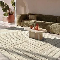 Hoogpolig vloerkleed - Tyros (beige/crème)