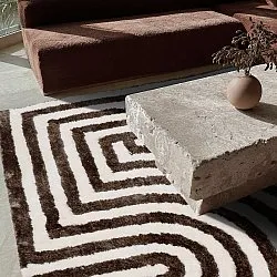 Hoogpolig vloerkleed - Volos (crème/bruin)