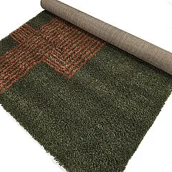 Hoogpolig vloerkleed - Zagora (groen/oranje)