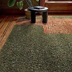 Hoogpolig vloerkleed - Zagora (groen/oranje)