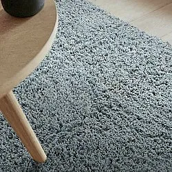 Hoogpolig vloerkleed - Combarro Solid Cotton Shaggy (lichtblauw)