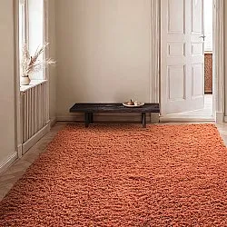 Hoogpolig vloerkleed - Combarro Solid Cotton Shaggy (lichtoranje)