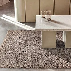Hoogpolig vloerkleed - Combarro Solid Cotton Shaggy (taupe)