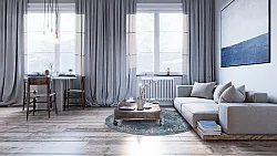 Rond vloerkleed - Santi (blauw/beige)