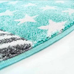 Kindervloerkleed - Bueno Night Stars Rond (turkoois)