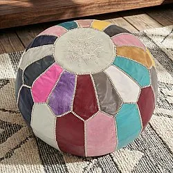 Poef - Marokkaanse Poef (leer) (multi) 02