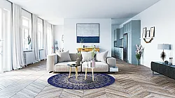 Rond vloerkleed - Sandrigo (blauw/beige)