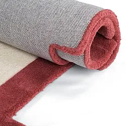 Wollen-vloerkleed - Agra Hand Tufted Wool Premium (crème/rood)