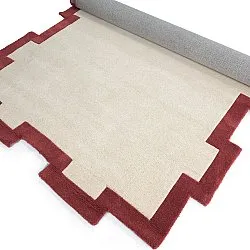 Wollen-vloerkleed - Agra Hand Tufted Wool Premium (crème/rood)