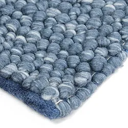 Wollen-vloerkleed - Avafors Wool Bubble (marineblauw/crème)