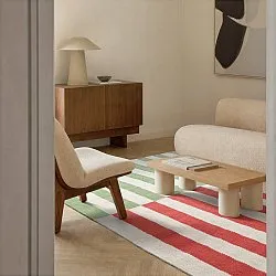 Wollen-vloerkleed - Peniche (crème/groen/rood)