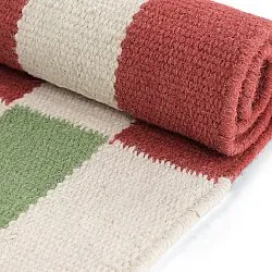 Wollen-vloerkleed - Peniche (crème/groen/rood)