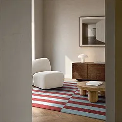 Wollen-vloerkleed - Peniche (lichtblauw/rood)