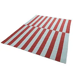 Wollen-vloerkleed - Peniche (lichtblauw/rood)
