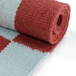 Wollen-vloerkleed - Peniche (lichtblauw/rood)