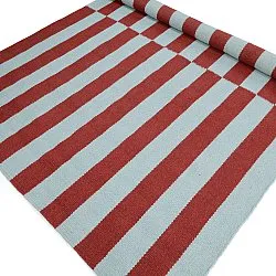 Wollen-vloerkleed - Peniche (lichtblauw/rood)