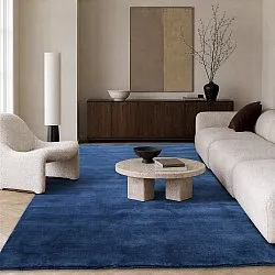Wollen-vloerkleed - Rozel Handloom Wool Premium (marineblauw)
