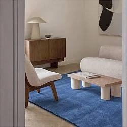 Wollen-vloerkleed - Rozel Handloom Wool Premium (marineblauw)