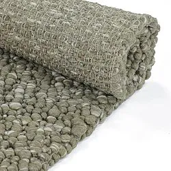 Wollen-vloerkleed - Sala Irregular Wool Bubble (mosgroen/wit melange)