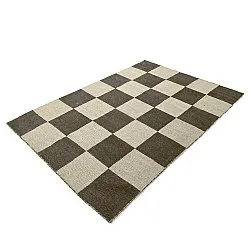 Wollen-vloerkleed - Scacco (zwart/beige)