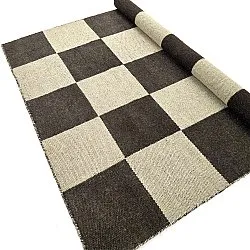Wollen-vloerkleed - Scacco (zwart/beige)