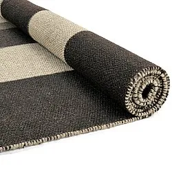 Wollen-vloerkleed - Scacco (zwart/beige)