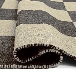 Wollen-vloerkleed - Scacco (zwart/beige)