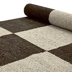 Wollen-vloerkleed - Scacco (zwart/beige)