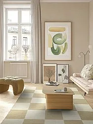 Wollen-vloerkleed - Scacco (wit/beige)