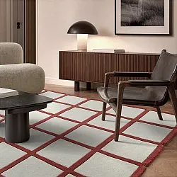 Wollen-vloerkleed - Syl Hand Tufted Wool Premium (rood/wit)