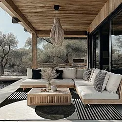 Vloerkleden voor binnen en buiten - Aurora (zwart/wit)