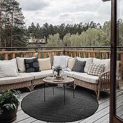 Rond vloerkleed - Indoor/Outdoor Bennett (zwart)
