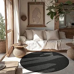 Rond vloerkleed - Indoor/Outdoor Bennett (zwart)