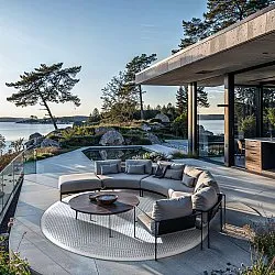 Rond vloerkleed - Tromsø (blauw)