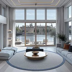 Rond vloerkleed - Sortelha (blauw)