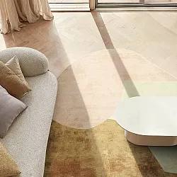 Rond Wilton-vloerkleed met golvende randLazio (beige/roze)