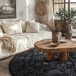 Rond vloerkleed - Peking Majestic (zwart)