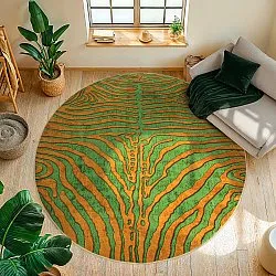 Rond vloerkleed - Zebra (groen/oranje)
