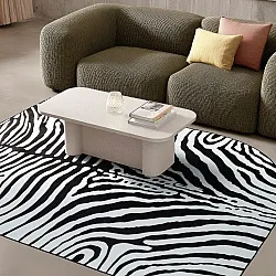 Halfovaal Wilton-vloerkleed - Zebra (zwart/wit)