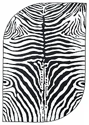 Halfovaal Wilton-vloerkleed - Zebra (zwart/wit)