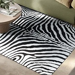 Halfovaal Wilton-vloerkleed - Zebra (zwart/wit)