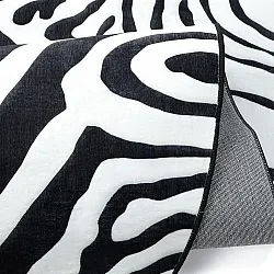 Halfovaal Wilton-vloerkleed - Zebra (zwart/wit)